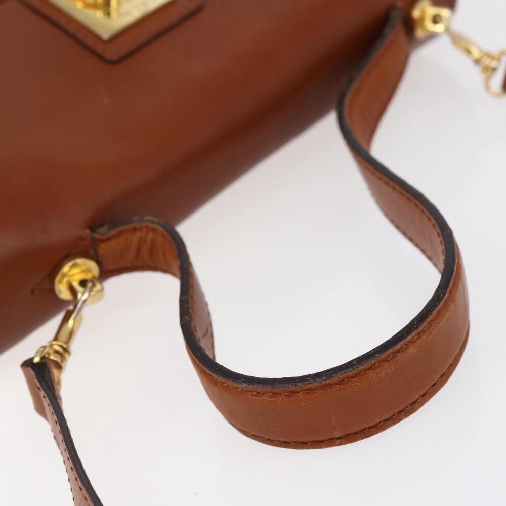 CELINE Hand Bag Leather 2way Brown gold Auth mr1643 - Picture 7 of 16